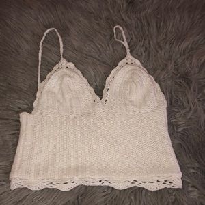 White knit crop top